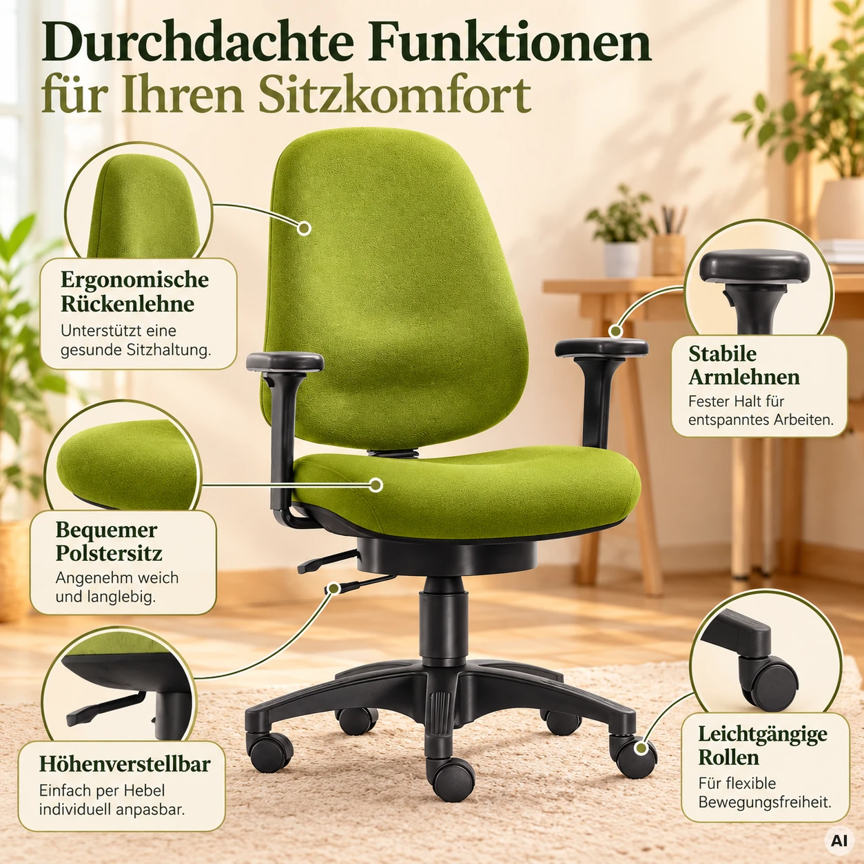 Business Wellness - Bürostuhl mit Profi-Rückenlehne