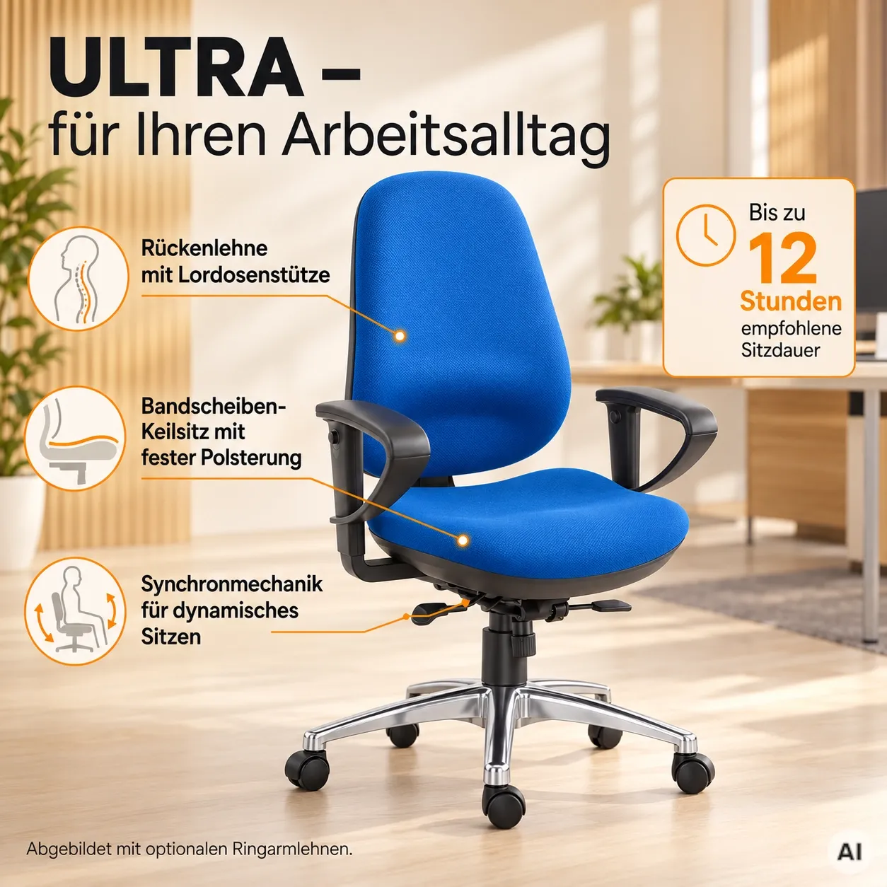 Ergonomischer Bürostuhl bei Rundrücken - Anti-Hohlkreuz